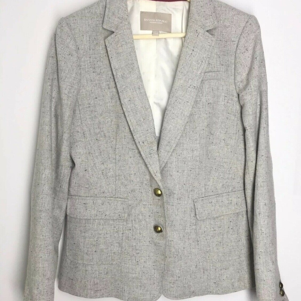 Banana Republic Gray Speckled Hacking Blazer